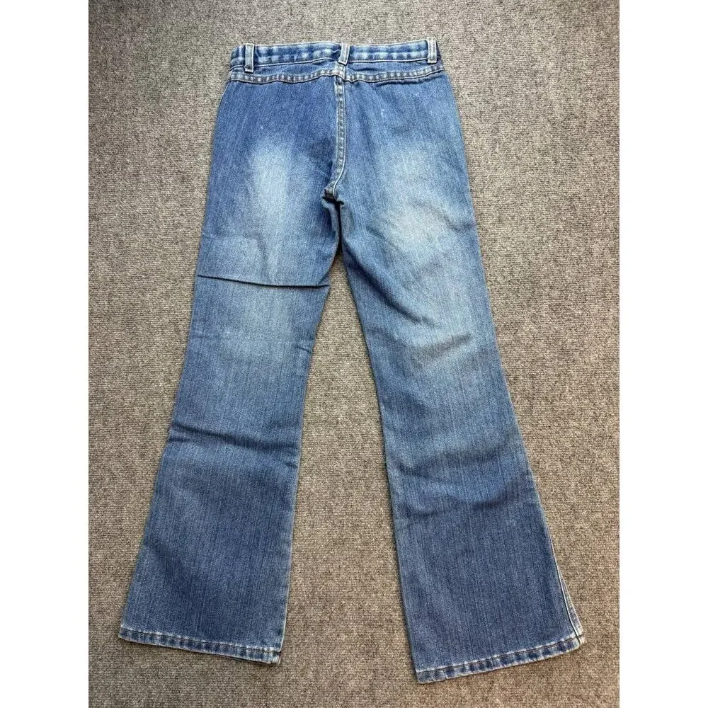 Y2K Old Navy Brand Girls Size 16 Flare Patch Pocket Blue Jeans